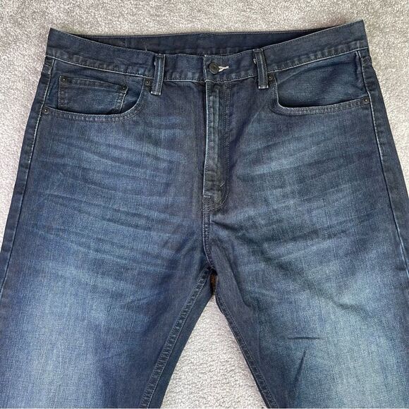 Levi's Jeans Men's 36X31 Blue 505 Straight Mid-Rise Dark Denim Pockets - Picture 2 of 13